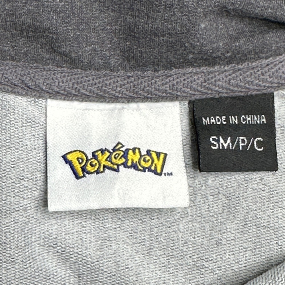 Pokemon Pikachu Sweater Gray Long Sleeve Unisex S Embroidered Logo Bolt Zipper - Picture 4 of 11